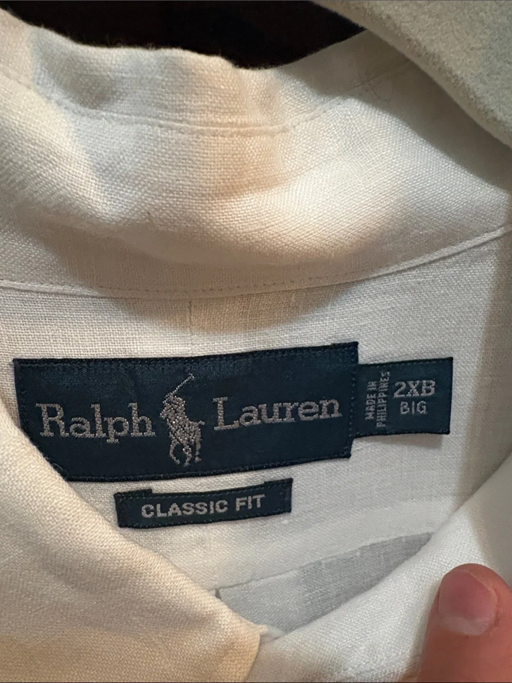 Polo by Ralph Lauren White Short-Sleeve Linen Button-Up with Navy Pony